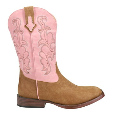 BSY1869 Square Toe Old West Youth Girls' Tan/Embroidered Cowgirl Boot